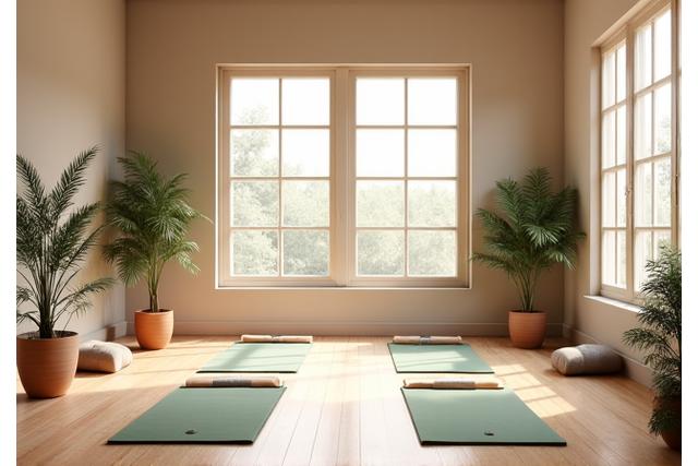 만다라 요가 스튜디오의 평화로운 내부 모습