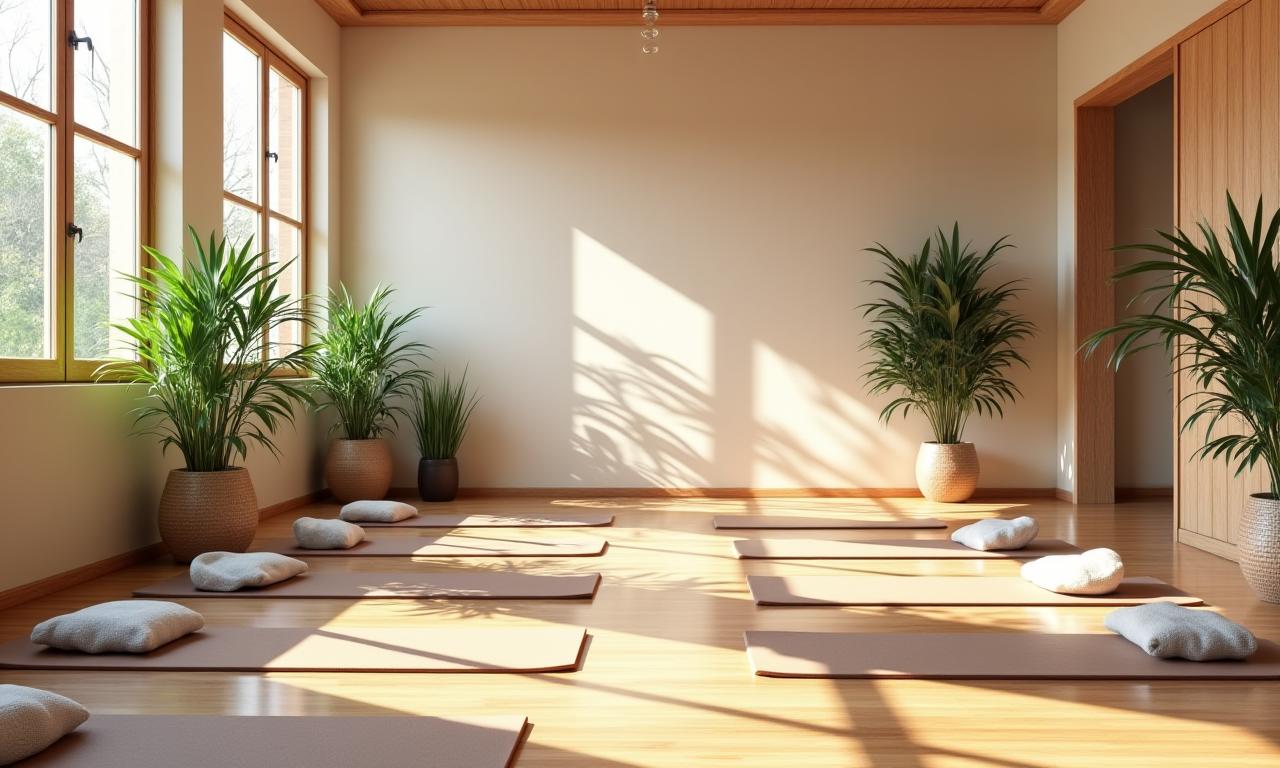 만다라 요가 스튜디오의 평화롭고 햇살 가득한 모습